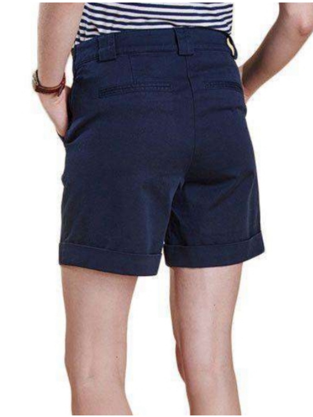 BARBOUR Navy Bowline Cuffed Cotton Shorts with Button Trim - Picture 10 of 11